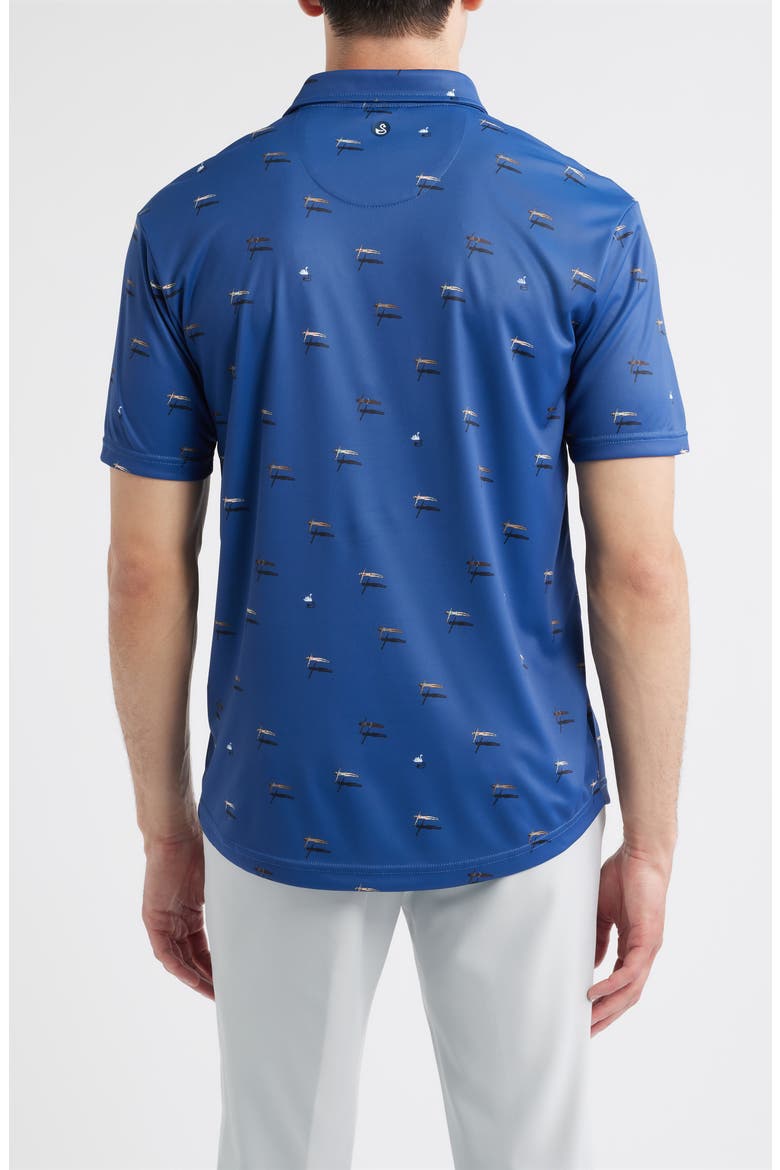 Pier Swimmer Print Performance Golf Polo, Alternate, color, NAVY