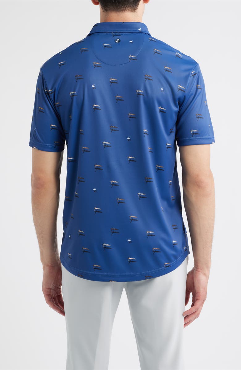Swannies Pier Swimmer Print Performance Golf Polo, Alternate, color, Navy