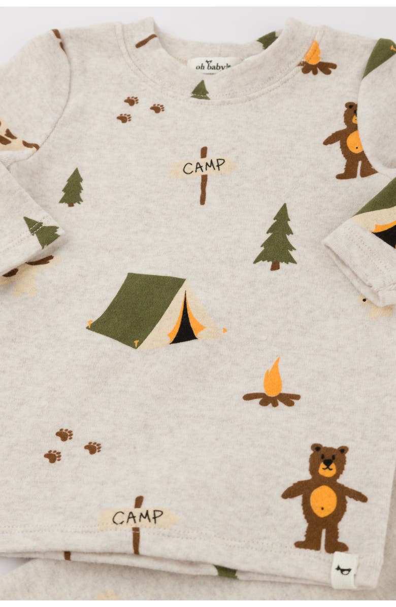 oh baby! Camping Print Long Sleeve Two Piece Set, Alternate, color, Malt