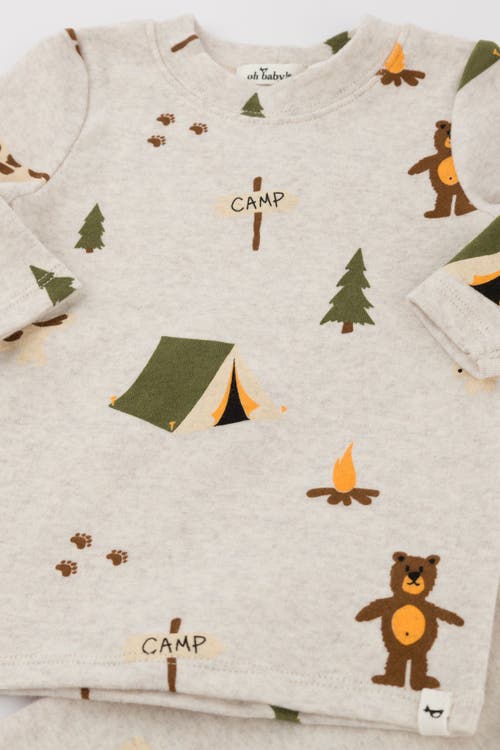 Shop Oh Baby ! Camping Print Long Sleeve Two Piece Set In Malt
