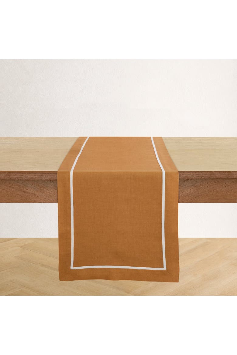 Linen Table Runner - Kensington, Alternate, color, Brown Sugar