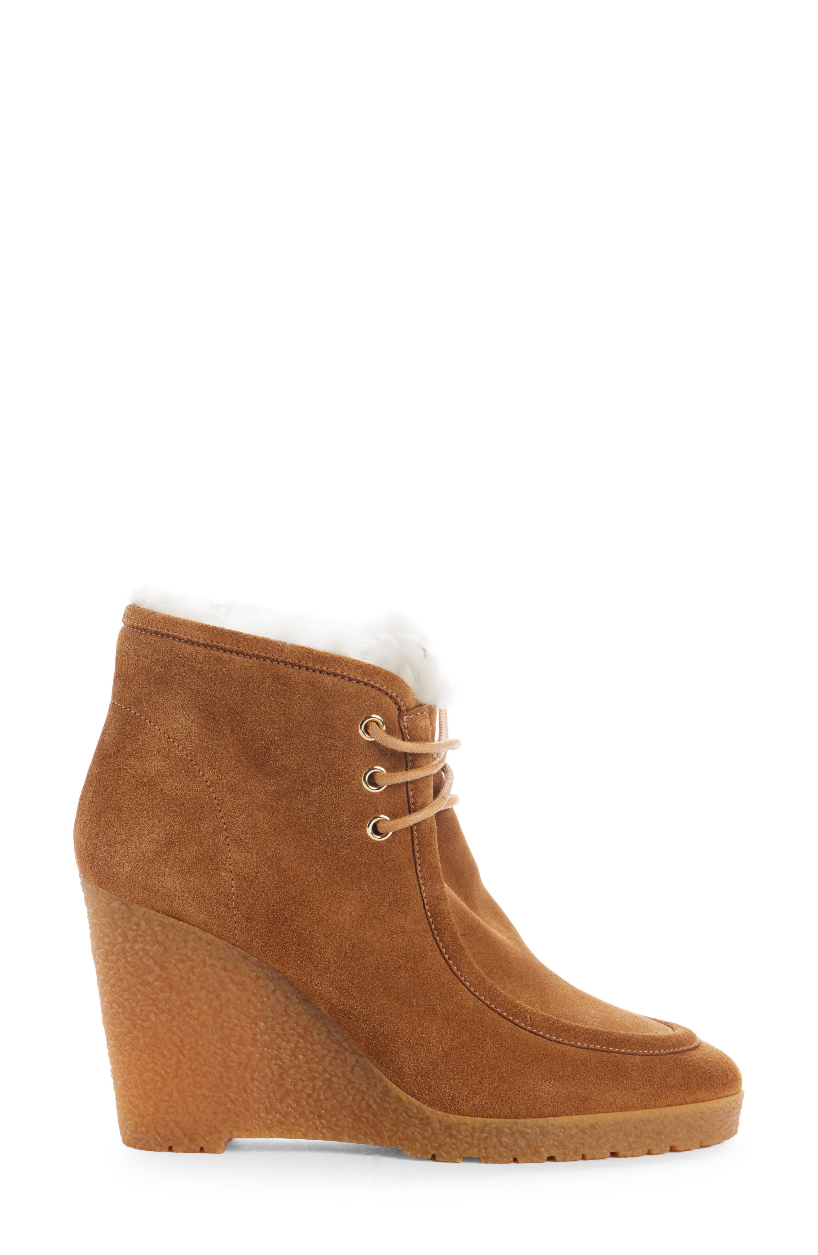Cylia Genuine Shearling Bootie, Alternate, color, COGNAC
