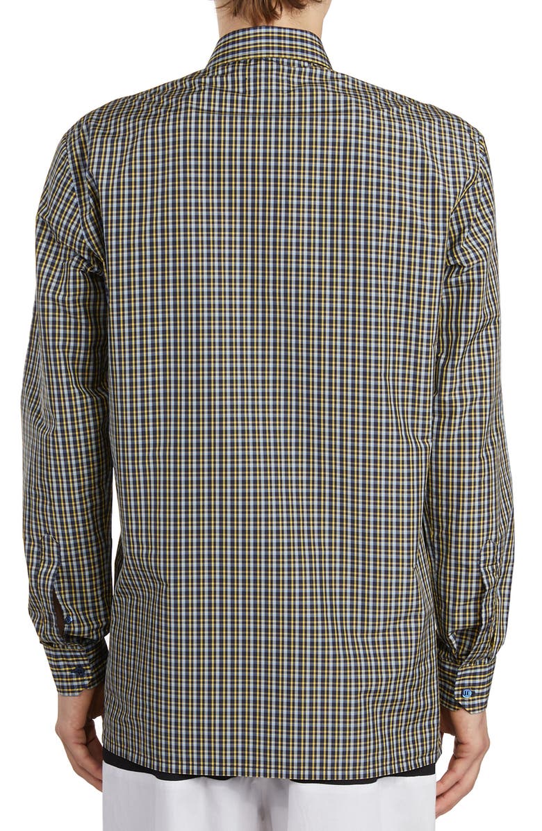 Raf Simons Plaid Embroidered Smiley Face Shirt, Alternate, color, 