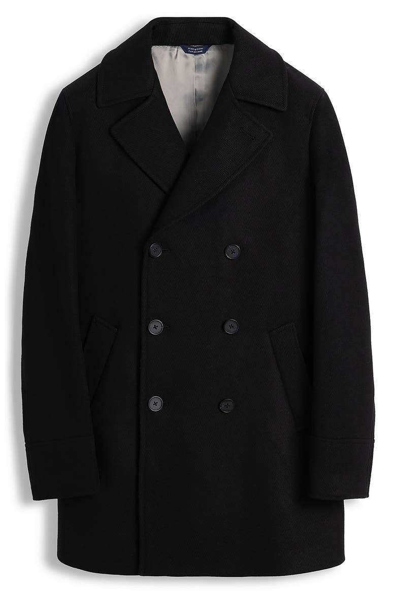 Wool Blend Peacoat, Main, color, BLACK/ GREY
