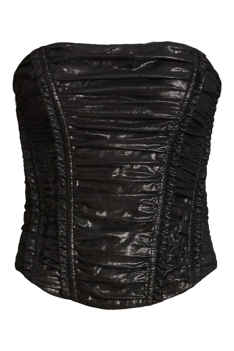 Livvy Sparkle Strapless Corset, Alternate, color, METALLIC BLACK