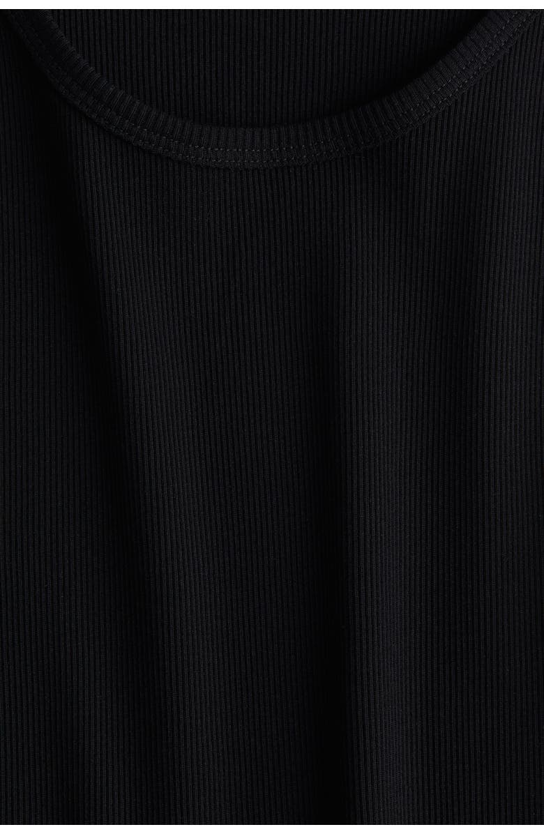 H&M Ribbed silk-blend tank top, Alternate, color, Black