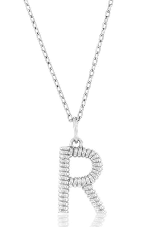 Croissant Initial Pendant Necklace