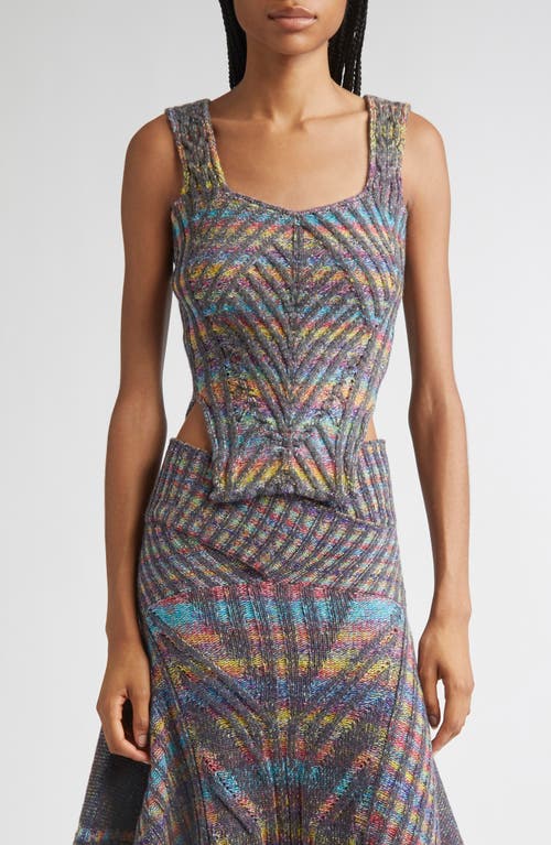 Paolina Russo Warrior Corset Mixed Stitch Wool Blend Sweater Tank in Grey/Rainbow  product
