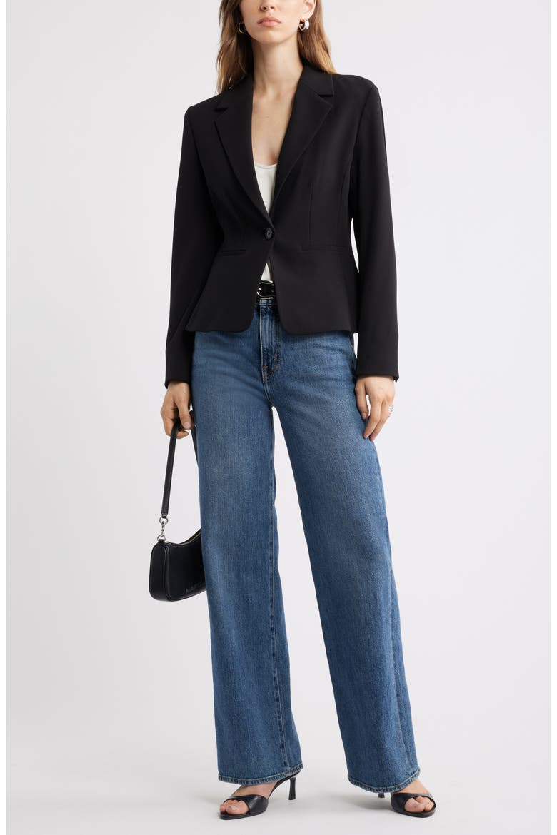 Peplum Blazer, Alternate, color, BLACK