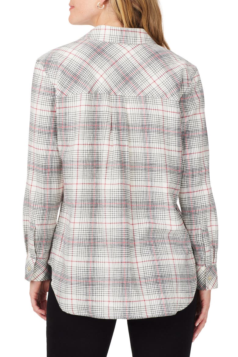 Boyfriend Plaid Cotton Button-Up Shirt, Alternate, color, IVORY MULTI