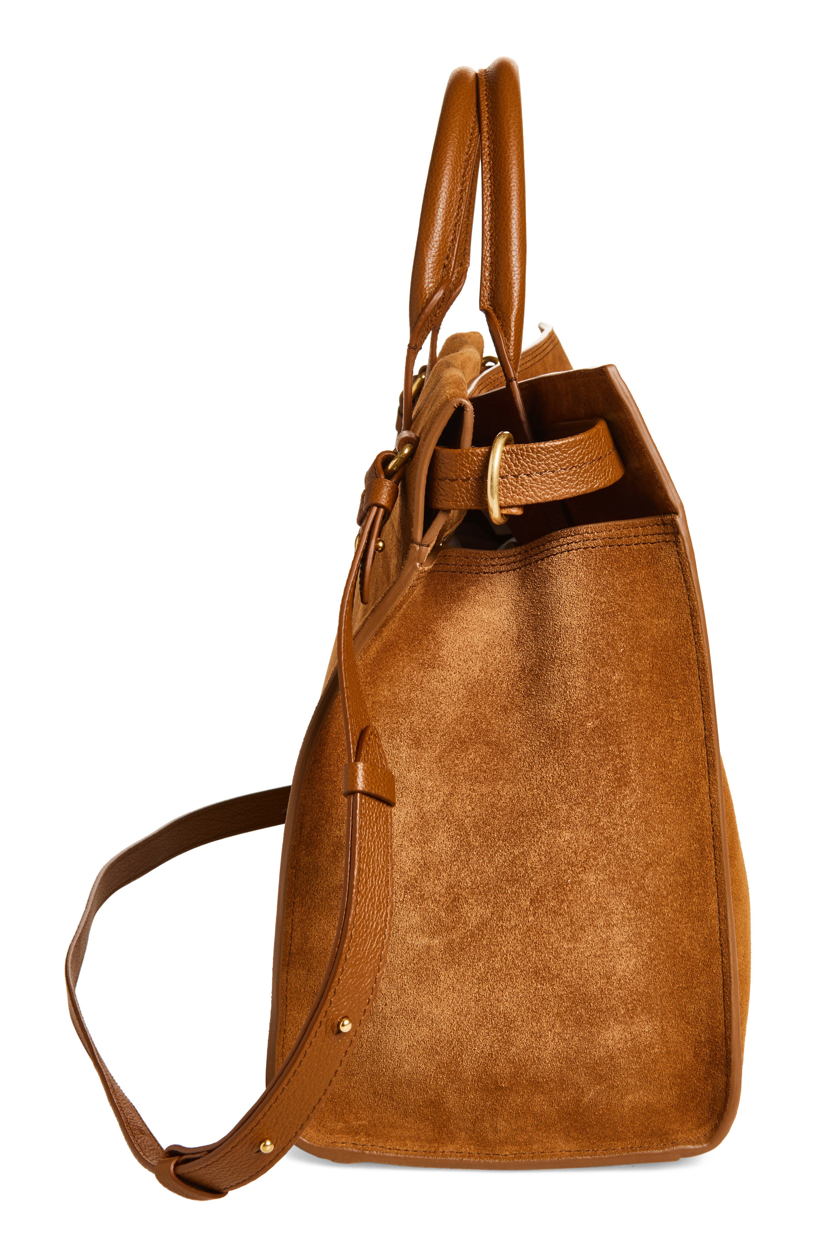 Burberry Medium Cotswolds Suede Tote, Alternate, color, Hazel