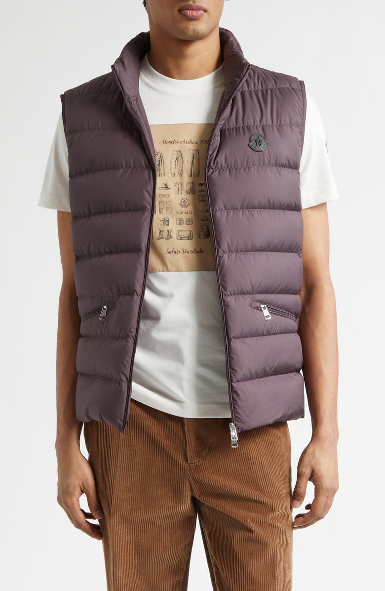 Moncler Lechtal Down Puffer Vest, Main, color, Deepest Mauve