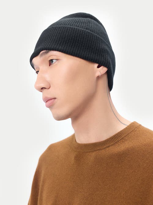 Gobi Mongolian Cashmere Cashmere Rib Knit Beanie In Black