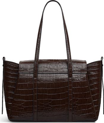 The Chancery - Faux Croc Medium Flapover Shoulder Bag