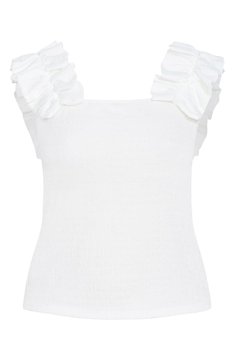 City Chic Aria Ruffle Smocked Tank, Alternate, color, Ivory