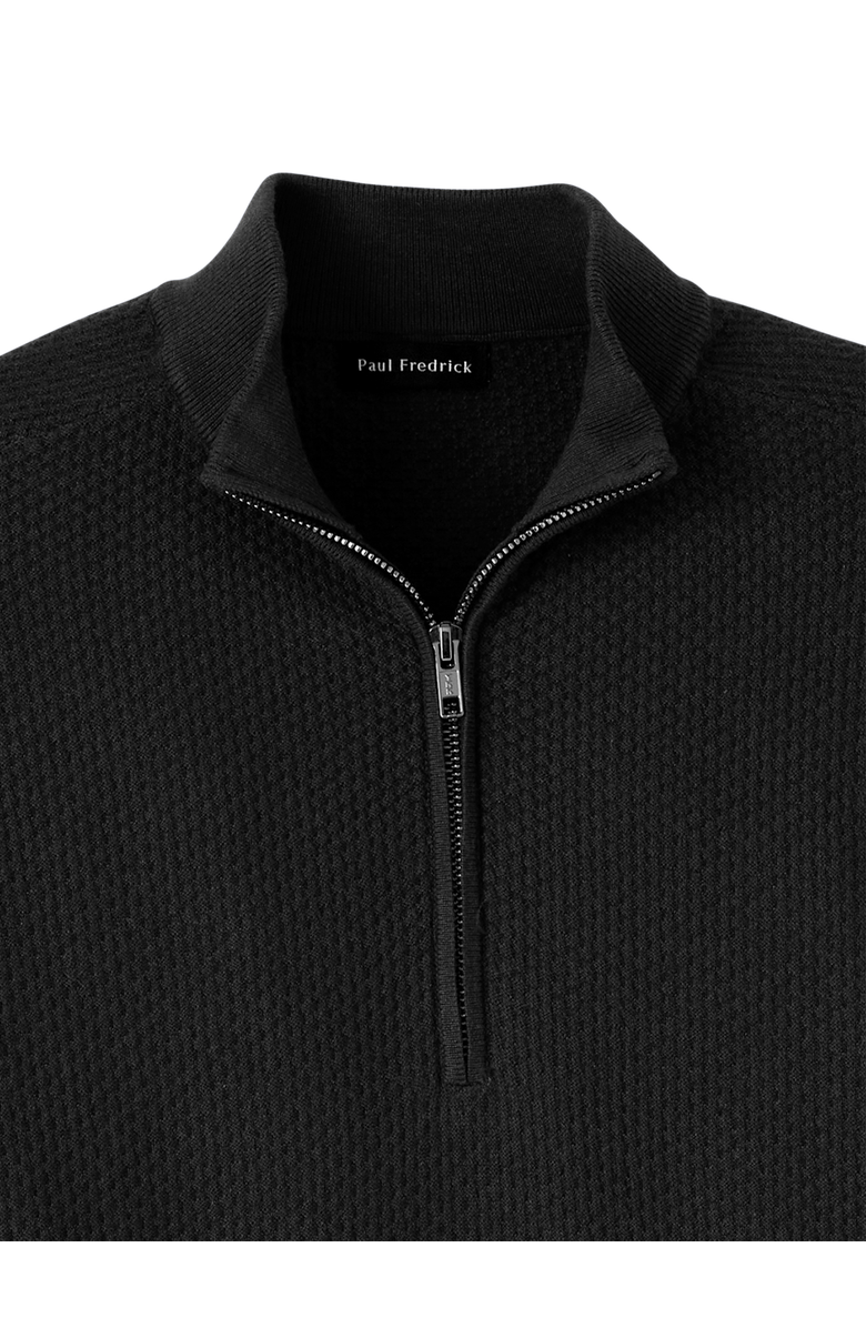 Paul Fredrick Silk Cotton Cashmere Quarter Zip Mock Neck Sweater, Alternate, color, Black