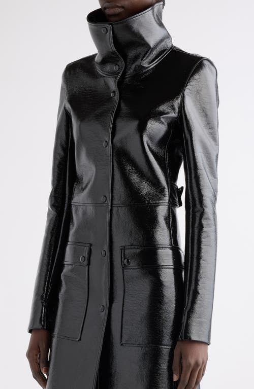 Courrèges Heritage Vinyl Faux-leather Trench Coat In Black
