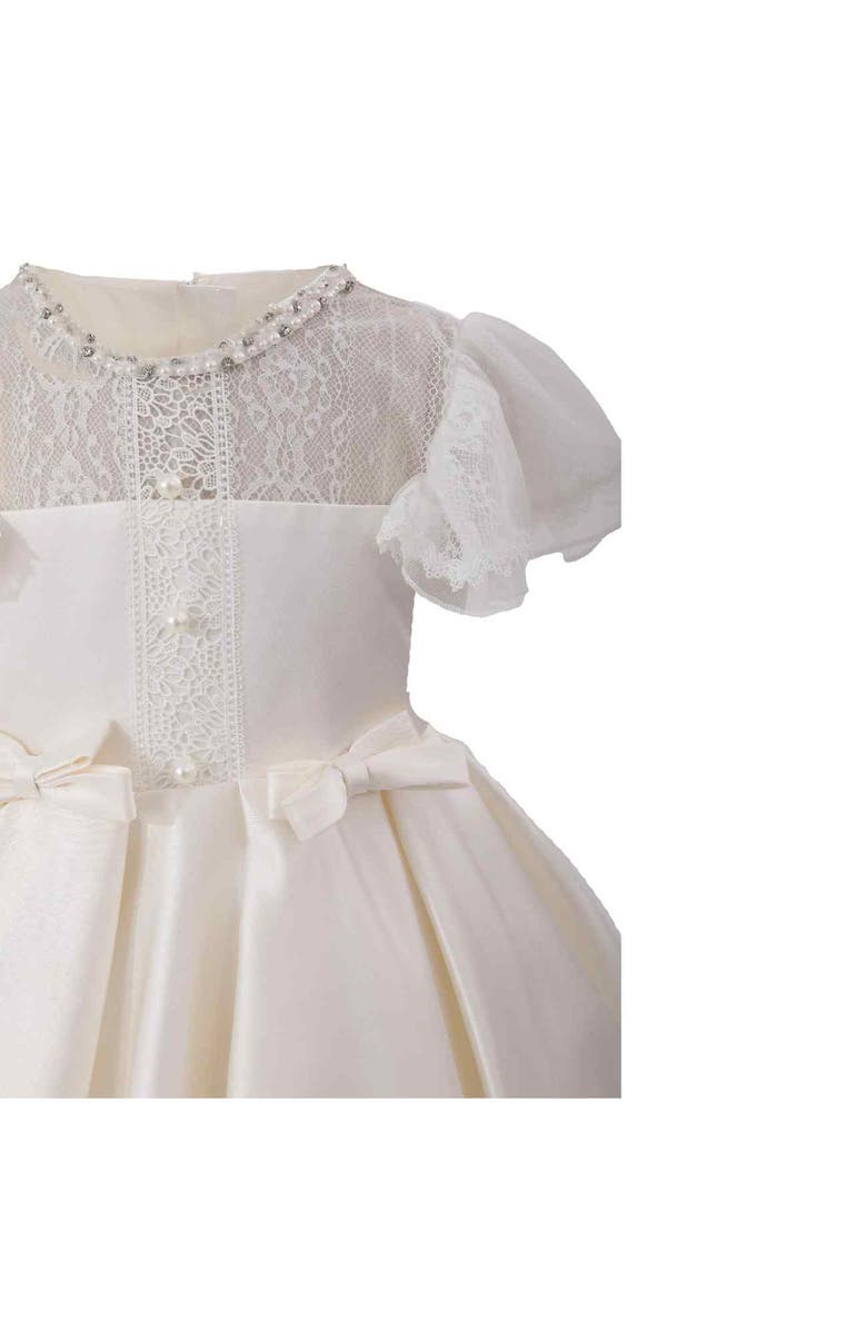 Tulleen Lace-Trim Puff Sleeve Dress, Alternate, color, Ivory