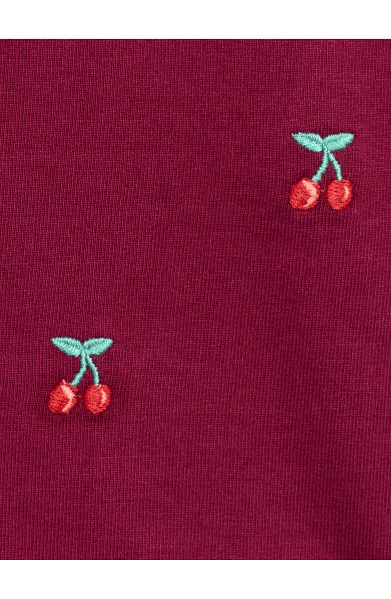 JOJO MAMAN BEBE Kids' Cherry Embroidered Cotton Sweatshirt & Skirt Set, Alternate, color, Berry