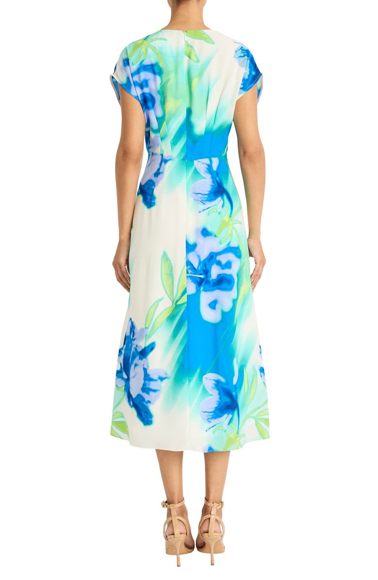 Maggy London Print V-Print Midi Dress, Alternate, color, Ivory/ Blue
