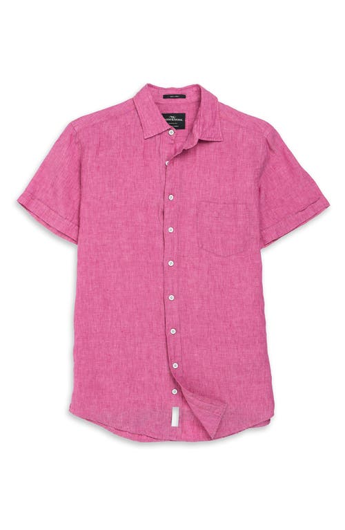 Rodd & Gunn Palm Beach Sports Fit Short Sleeve Linen Button-up Shirt In Pink