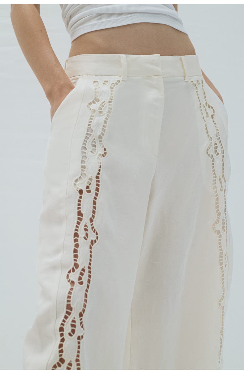 H&M Linen-blend Barrel Trousers, Alternate, color, Ivory