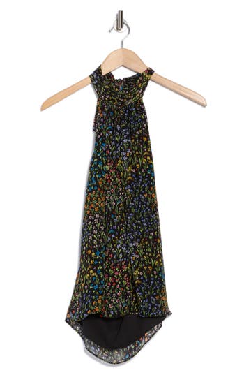 Ramy Brook Eileen Floral Sleeveless Dress In Black Garden Ditsy Print
