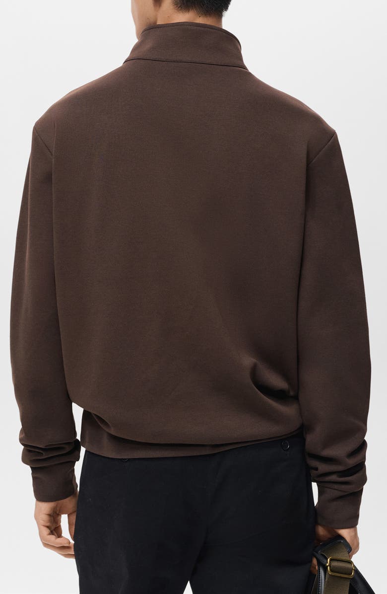 MANGO Quarter Zip Sweatshirt, Alternate, color, Chocolate