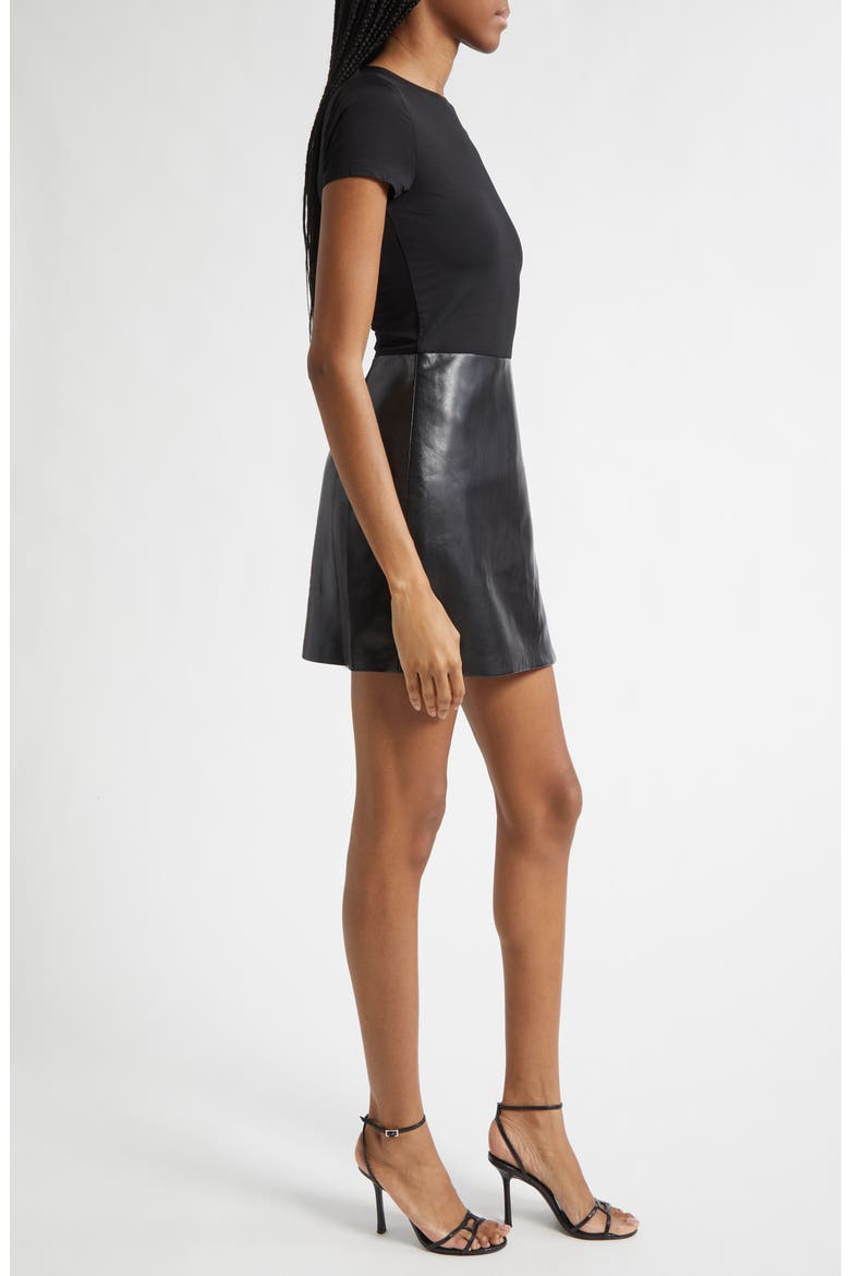 Sabine Mixed Media Minidress, Alternate, color, BLACK
