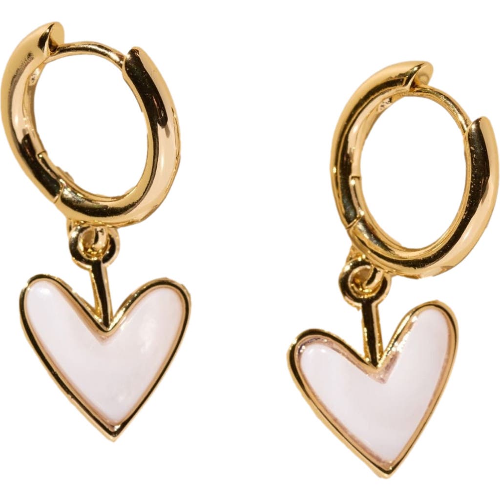 Nickel & Suede Sweetheart Huggie Earrings In Gold