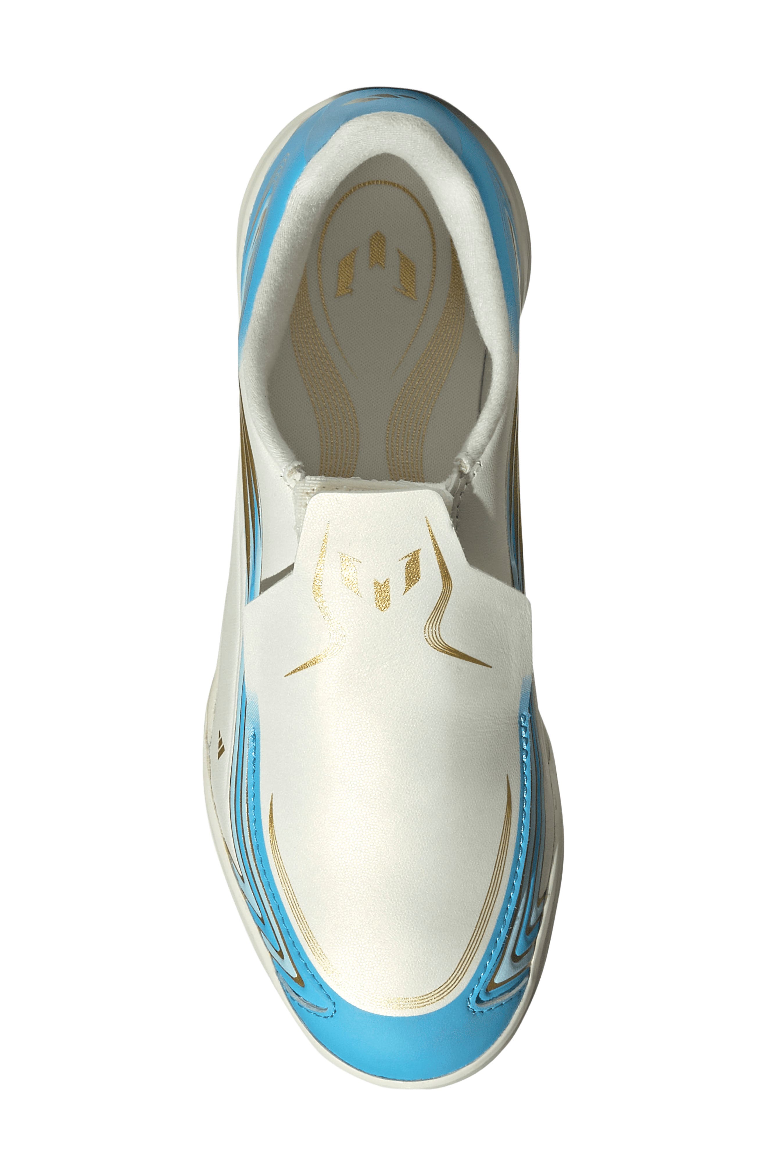 Kids' F50 Messi League LL Soccer Cleat, Alternate, color, IVORY/ BLUE / ICEY BLUE