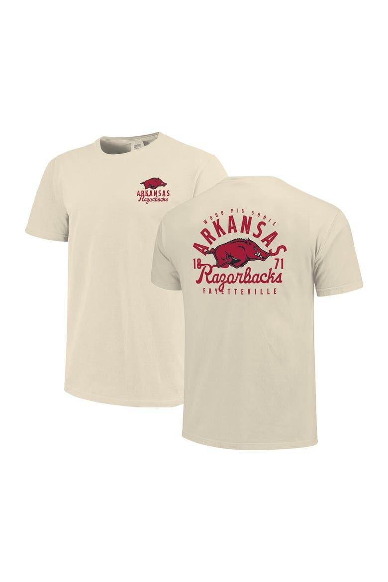 Men's Cream Arkansas Razorbacks Comfort Colors Mascot Overlay T-Shirt, Main, color, Cream