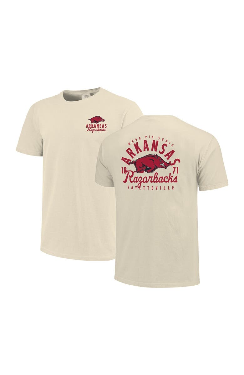 IMAGE ONE Men's Cream Arkansas Razorbacks Comfort Colors Mascot Overlay T-Shirt, Main, color, Cream