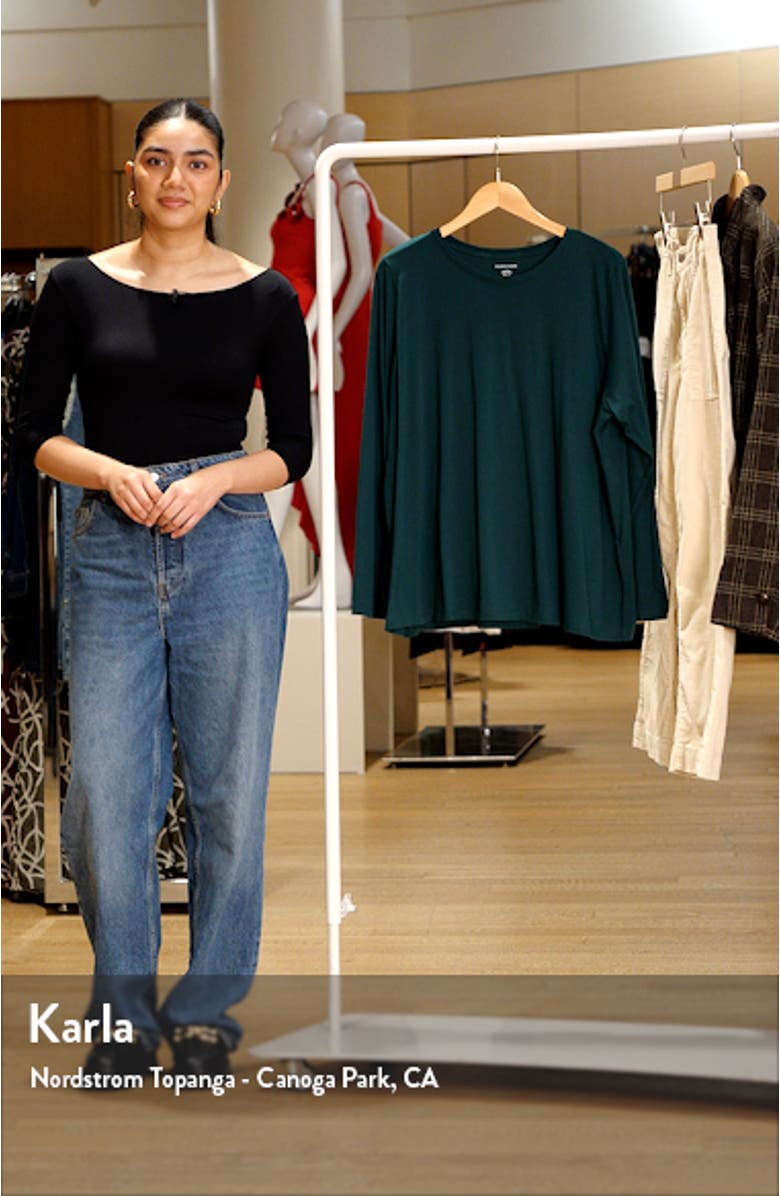 Long Sleeve Crewneck Organic Cotton Top, sales video thumbnail