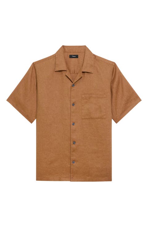 Noll Short Sleeve Linen Button-Up Camp Shirt