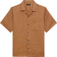 Theory Noll Short Sleeve Linen Button-Up Camp Shirt