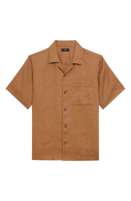 Theory Noll Short Sleeve Button Front Linen Camp Shirt