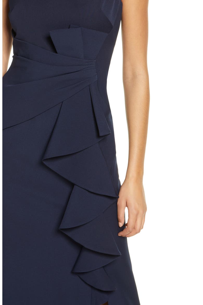 Ruffle Front Gown, Alternate, color, NAVY