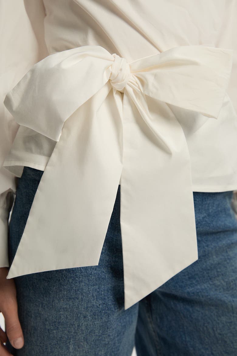 Woven Wrap Detail Blouse, Alternate, color, White