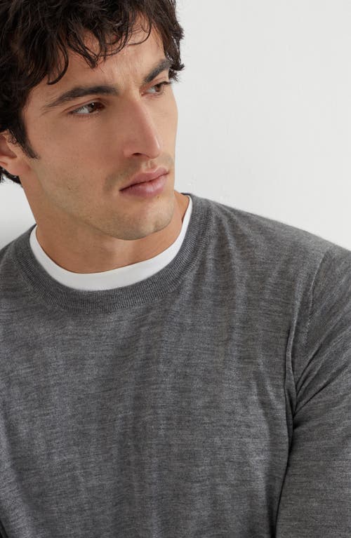 Brunello Cucinelli Ribbed Crew Neck Sweater With Long Sleeves In Gray