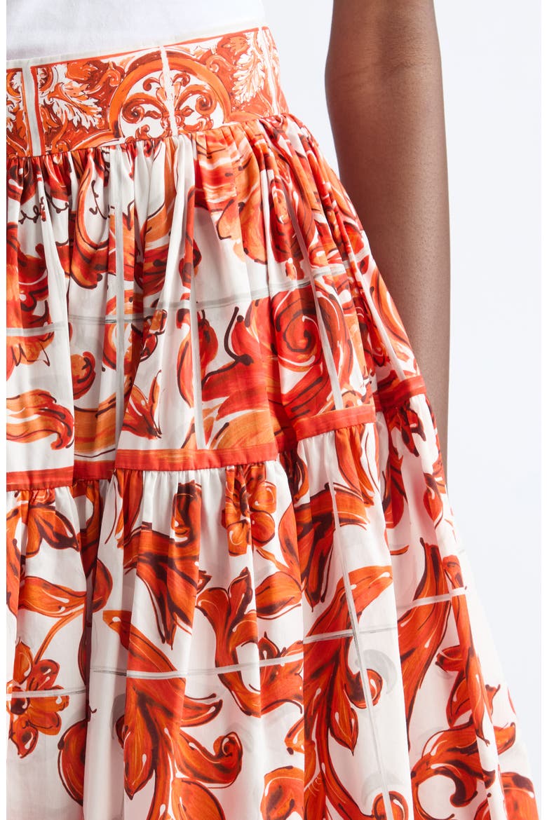 Majolica Print Cotton Poplin Miniskirt, Alternate, color, S9000 VARIANTE ABBINATA