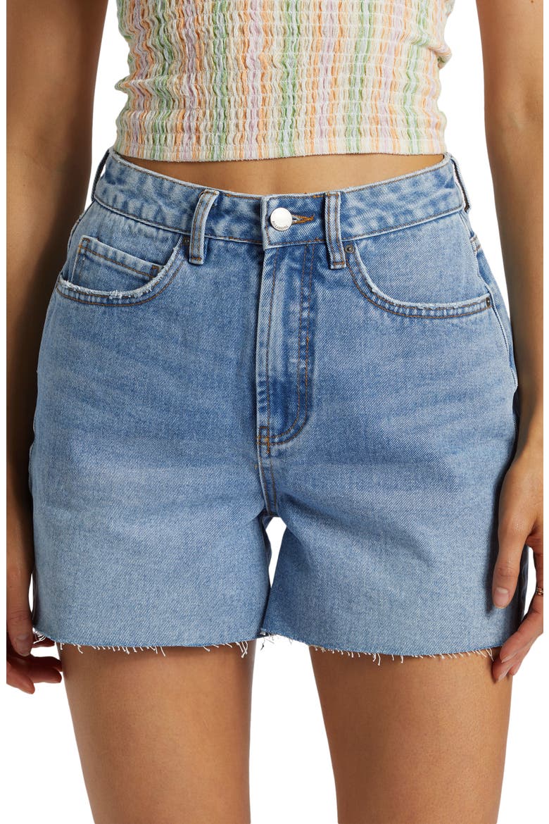 Riley High Waist Cutoff Denim Shorts, Main, color, FADED INDIGO FRAY