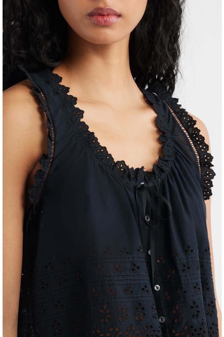 Toussine Sleeveless Eyelet Top, Alternate, color, BLACK