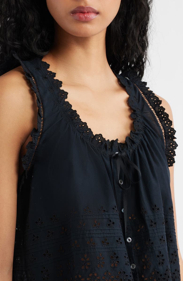 DÔEN Toussine Sleeveless Eyelet Top, Alternate, color, Black