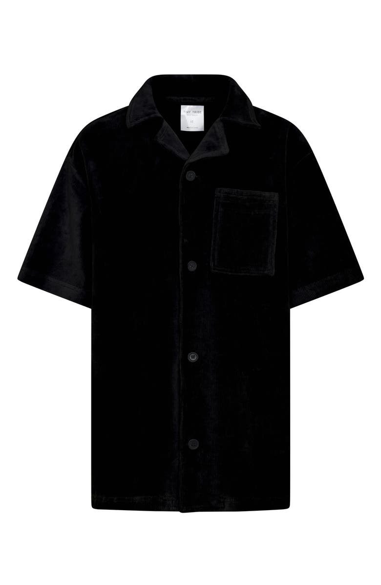 TINY TRIBE Kids' Short Sleeve Button-Up Shirt, Main, color, Black