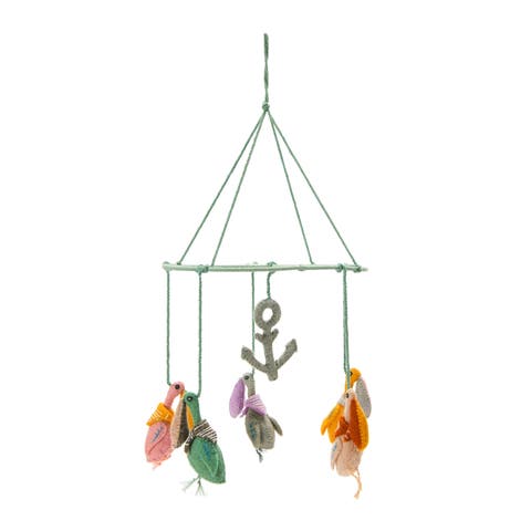 Wool Felt Pelican Mobile with Anchor