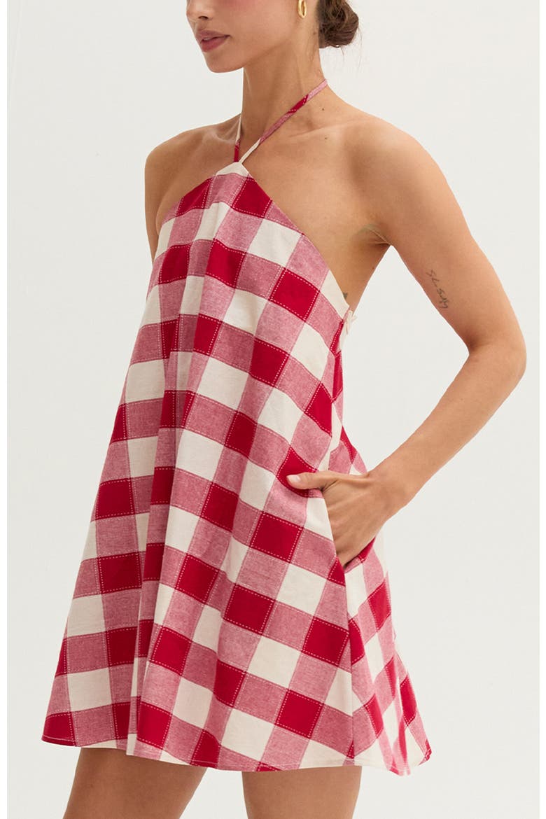 Gingham Halter Romper Dress, Alternate, color, Red