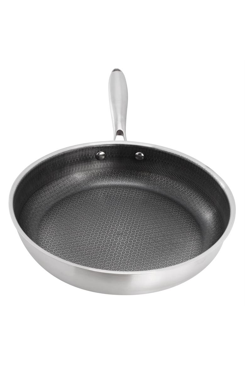 11in Embossed Interior Stainless Steel Frying Pan, Alternate, color, Silver