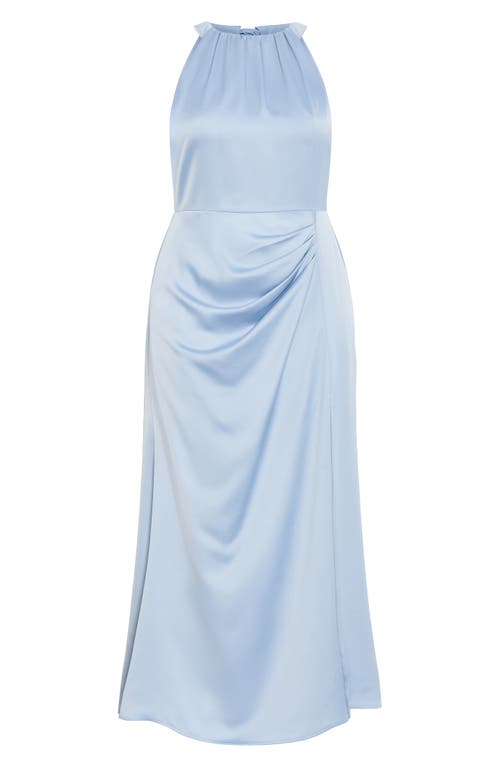 City Chic Celina Halter Neck Satin Maxi Dress In Blue