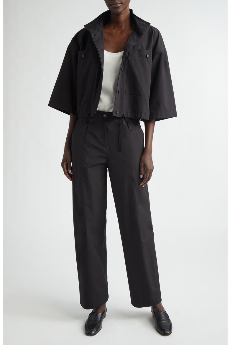 Kent Organic Cotton Poplin Barrel Leg Pants, Alternate, color, BLACK